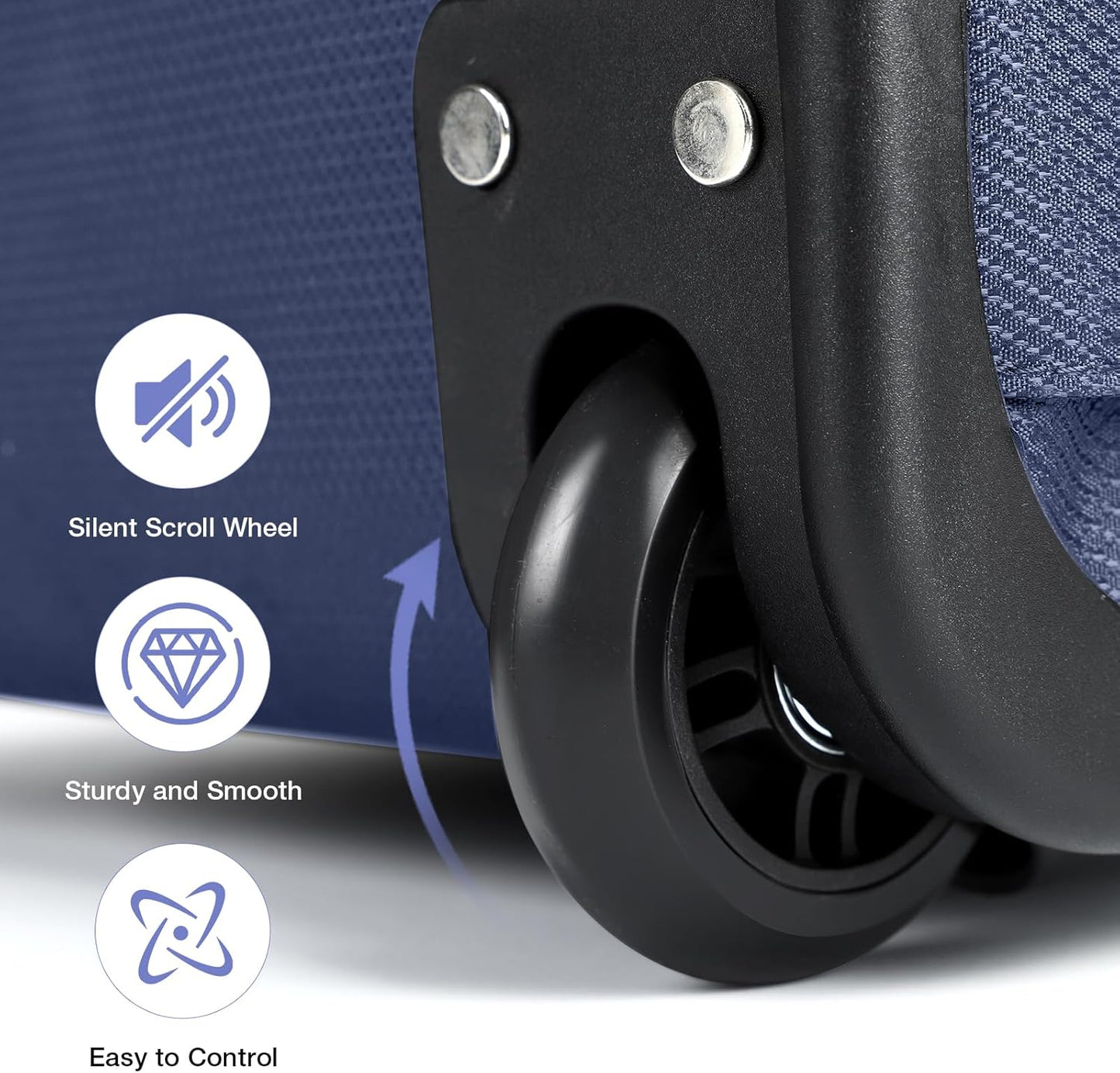 Rolling Backpack for Adults,17 Inch Waterproof Carry-on Backpack with Wheels, Wheeled Backpack Carry-on Luggage, Travel Backpack for Men Women， Trolley Laptop Backpack， Navy Blue Medium