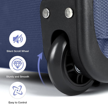 Rolling Backpack for Adults,17 Inch Waterproof Carry-on Backpack with Wheels, Wheeled Backpack Carry-on Luggage, Travel Backpack for Men Women， Trolley Laptop Backpack， Navy Blue Medium