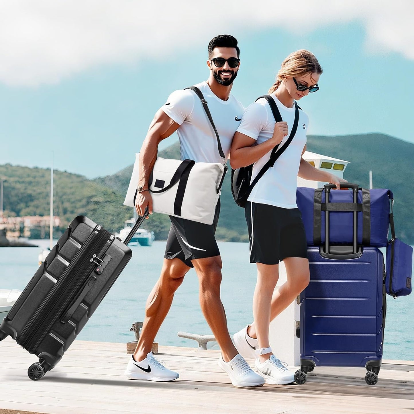 Hoteel Luggage Sets 3 Piece, ABS+PC Hard Shell Expandable Suitcases with Wheels, TSA Aproved Lock and Carry on Bags, Travel Suit Case Set for Men and Women, (3-Piece, Black)