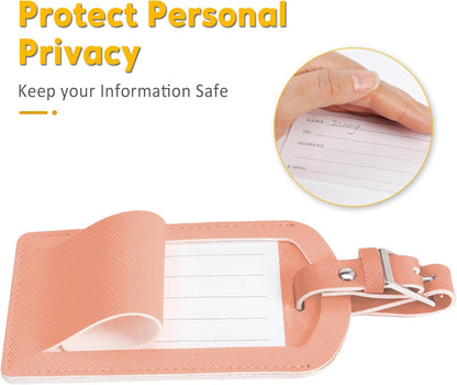 3 Pack Luggage Tags for Suitcases, TSA Approved Bag Tags, Baggage Tags with Privacy Protection, Travel Essentials Luggage Accessories, Rose Gold