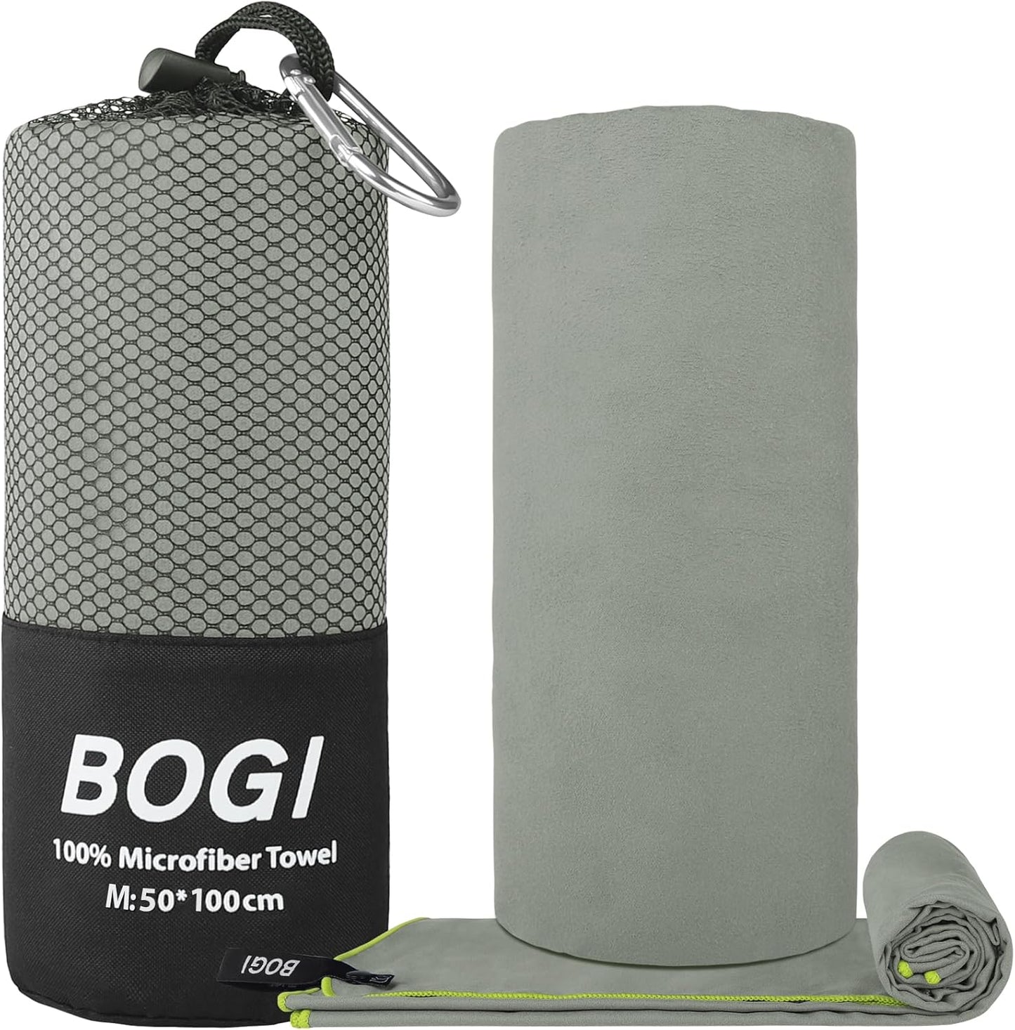 BOGI Microfiber Travel Sports Towel-Quick Dry Towel, Soft Lightweight Microfiber Camping Towel Absorbent Compact Travel Towel for Camping Gym Beach Bath Yoga Swimming Backpacking (M:40''x20''-Grey)