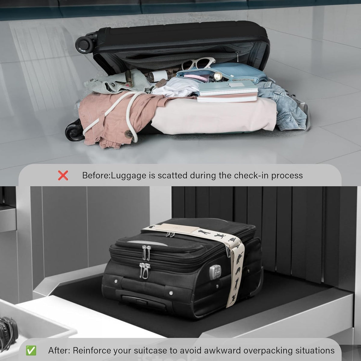 Luggage Straps for Suitcases,Adjustable Luggage Elastic Belt, Travel Essentials for Airport,Station, Vibrant Designs, (Aquatic Orchid)