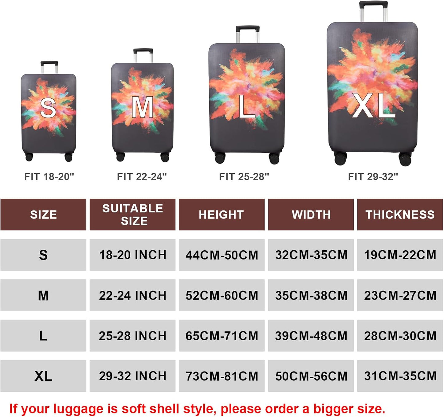 WUJIAONIAO Travel Luggage Cover Baggage Suitcase Cover Protector Skins 18-32 Inch (Graffiti, L (for 25-28 inch luggage))