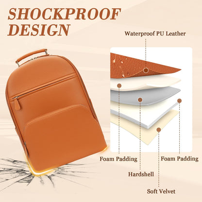 Camera Backpack Classic PU Leather for DSLR, Professional Camera Bag for Photographers with 15 Inch Laptop Compartment Large 20L