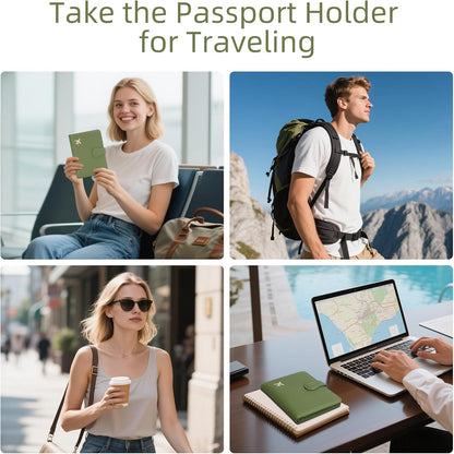 ZOPPEN Passport Holder for Travel, Passport Wallet Case, Rfid Travel Wallet Womens, Card Holder Wallet Travel Document Holder, Green