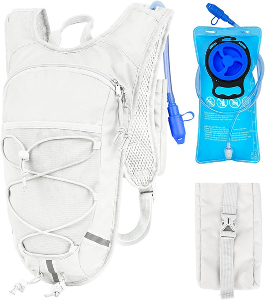 Lightweight Hydration Backpack 2L Water Bladder Pack for Running, Cycling, Hiking – Anti-Theft Water Backpack with Phone Holder, Trekking Pole Holder & Reflective Strips for Men & Women