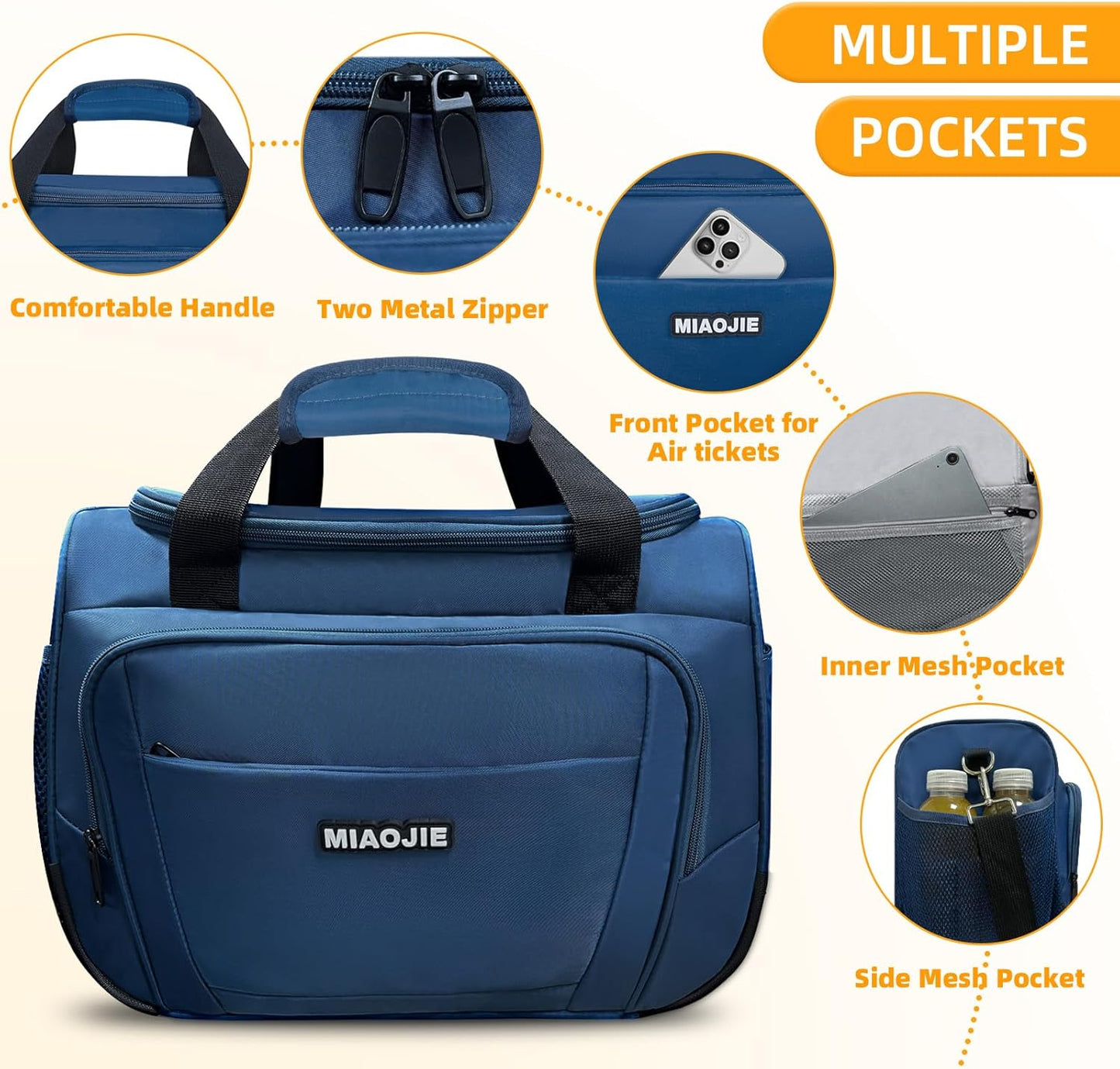 Underseat Carry On Luggage Lightweight Travel Tote Weekender Bag Overnight Duffle Bag for Travel, Travel Essentials Personal Item Travel Bag for Women and Men, Blue-16Inch