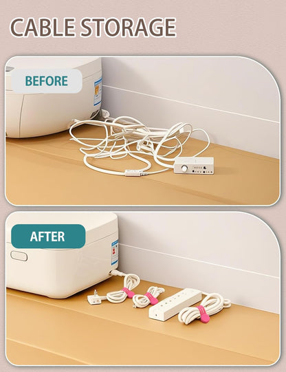 Kanemc Magnetic Cable Organizer For Cords, Cord Wrap Silicone Zip Ties Twist Ties Magnet Strap For Smartphone Charger Earphone Video Game USB C Cables (Macaron Color, S-size)