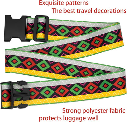 Geometric Arts Luggage Straps for Suitcases, Adjustable Luggage Travel Belt to Keep Luggage Security While Travel, Strong Polyester Fabric, Easy-to-Recognize Funny Pattern Travel Accessories, 2 Pack