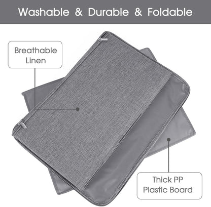 ANMINY 2PCS Storage Bins with Zipper Lids 36 Qt Lidded Fabric Storage Boxes Baskets Cubes with Handles Collapsible Washable Cotton Linen Closet Shelf Clothes Organizer Containers - Gray, Large