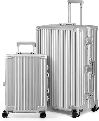 AnyZip Luggage Sets 2 Piece Aluminum Frame Carry On and Checked Suitcase PC ABS by YourBestTravelChoice