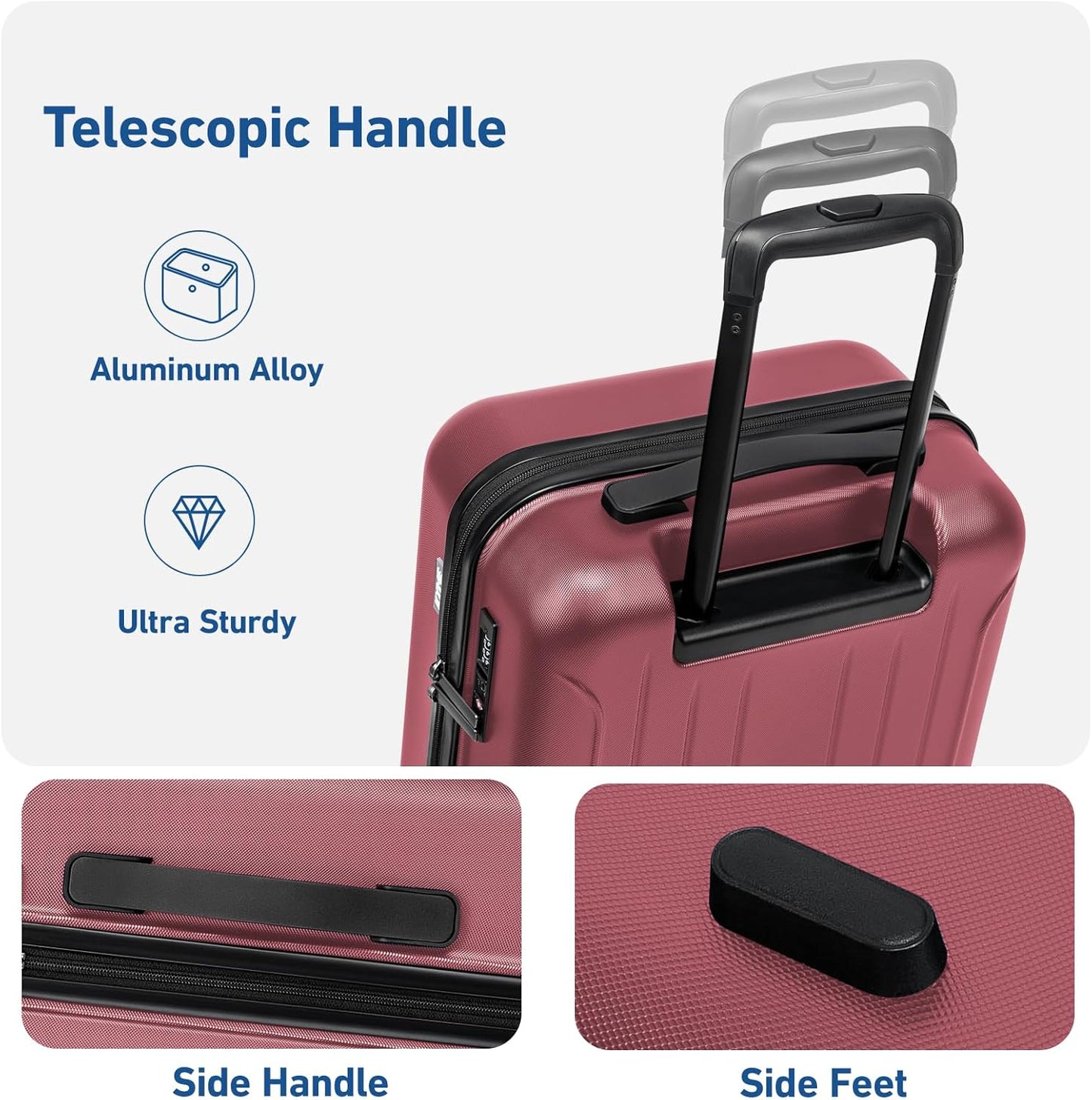 KYME Suitcase Hardshell With Double Spinner Wheels, PC+ABS TSA Lock Travel Luggage (Berry Red, 24" Checked)