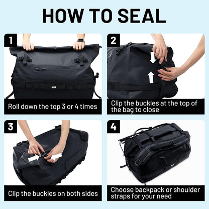 MIER Large Waterproof Duffel Bag Rolltop Dry Backpack Duffle Bags for Kayaking, Rafting, Boating, Swimming, Camping, Travel, Gym, Beach, 60L/80L