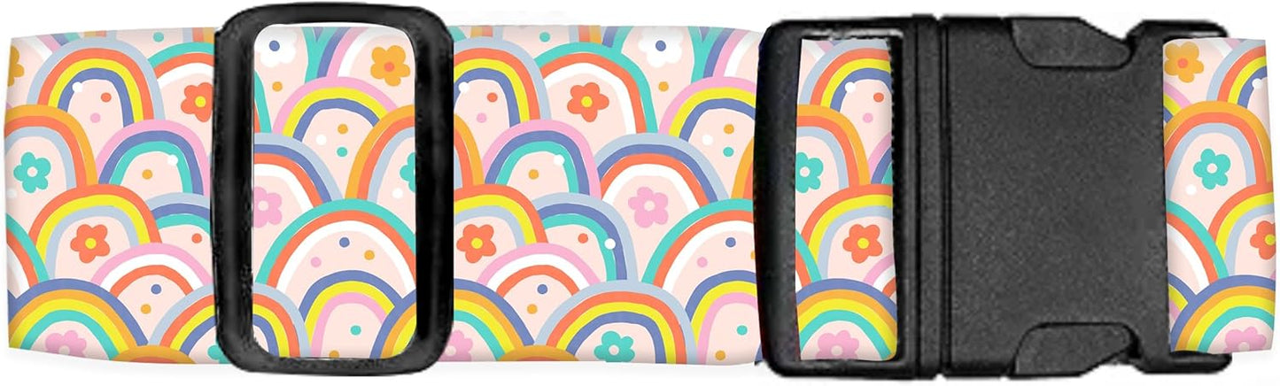 Luggage Straps for Suitcases Travel Belt Accessories, Cute Suitcase Strap, Adjustable Luggage Belt Strap, Heavy Duty with Quick-Release Buckle Luggage Strap Cute Colorful Rainbow