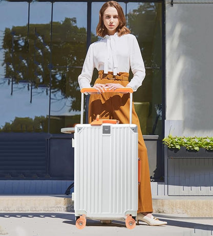 feilario 24" Aluminum Frame Wide Handle Hard Shell Carry On Suitcase - Image 6