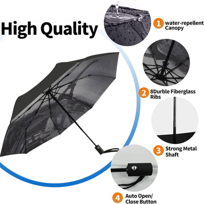 LLanxiry Compact Travel Umbrella, Mini Windproof Umbrellas for Rain & Sun, Small Lightweight Outdoor UV Umbrella, Portable Folding Umbrellas for Travel