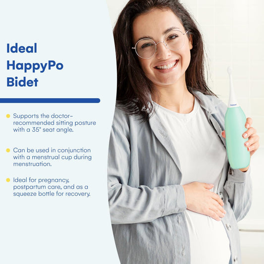 HappyPo The Original Portable Bidet - 300ml Peri Bottle for Moms, Women, and Anyone on The Go - Easy-Bidet 2.0 for Postpartum Care, Travel, Personal Hygiene - Poop Cleaning and Feminine Care (Mint)