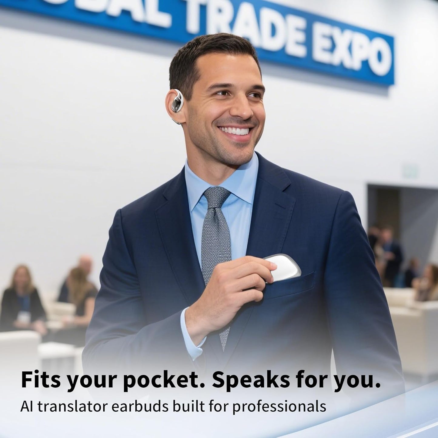 AI Translation Earbuds Real Time Languages Translator Ear Buds Audifonos Traductores Inglés Español 3-in-1 Translating Wireless Earphone Bluetooth Headphones for Travel Business Meeting Learning White