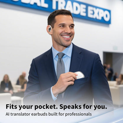AI Translation Earbuds Real Time Languages Translator Ear Buds Audifonos Traductores Inglés Español 3-in-1 Translating Wireless Earphone Bluetooth Headphones for Travel Business Meeting Learning White
