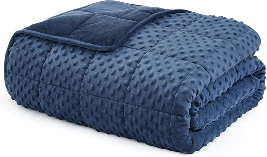 L'AGRATY Weighted Blanket for Adult - 60"x80" 15lbs Minky Dots Heavy Blanket with Glass Beads: Soft Breathable for All-Season Summer Fall Winter Thick Comfort for Sleeping