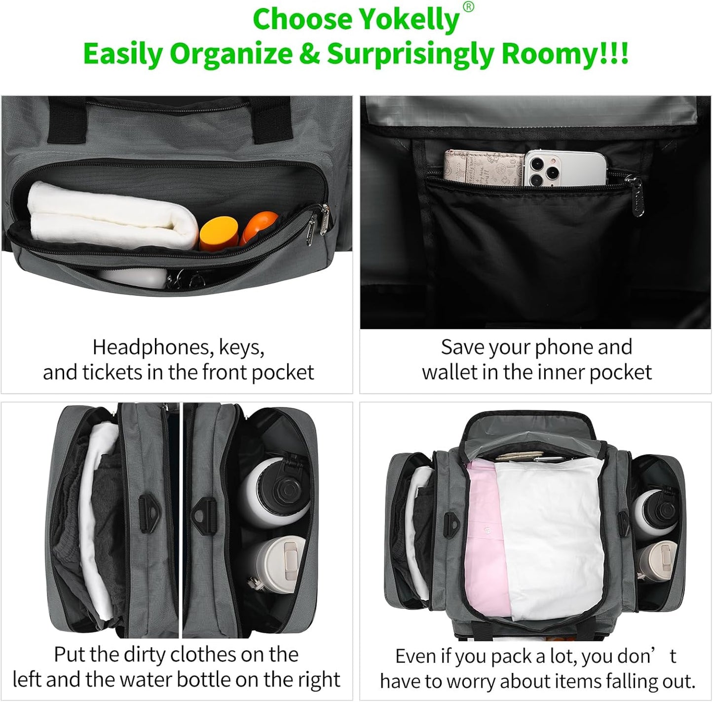 Sports Duffel Bag 20 inch for Travel Gym - Grey