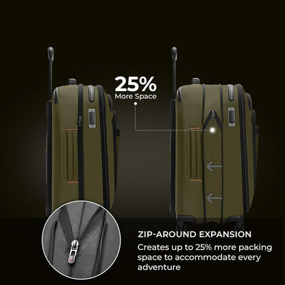 Briggs & Riley Domestic 22" Carry On Expandable Spinner - Luggage for Travel, Suitcases with Wheels, Softside Rolling Bag for Men & Women - ZDX Collection, Hunter