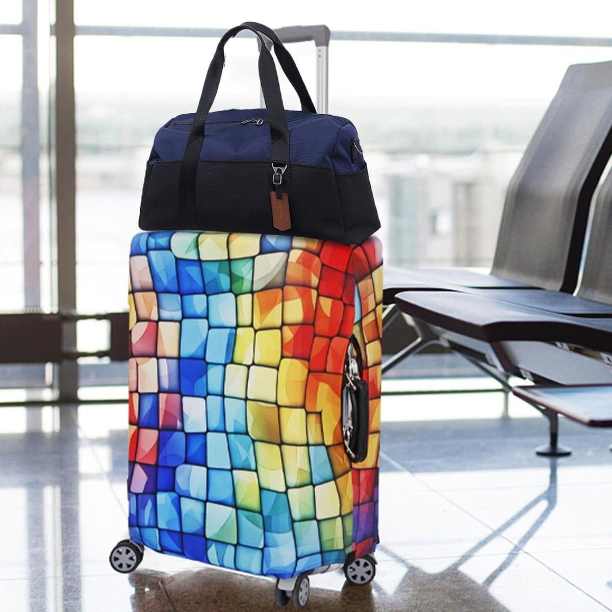 MosaiRudo Travel Luggage Covers For Suitcase Tsa Approved,Suitcase Cover Protector Fit 18-32 Inch Luggage Travel Accessories (T2504, S)