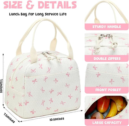 Bluboon Lunch Bag for Women Men Cute Corduroy Lunch Tote Bags Reusable - Image 2