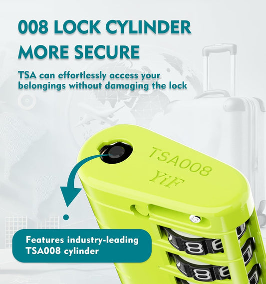 ANVIL 4 Digit Luggage Locks, TSA Locks for Luggage, Advanced TSA008 core, Alert Indicator for Your Travel Lock, Suitcase Lock. (3, Grass Green)