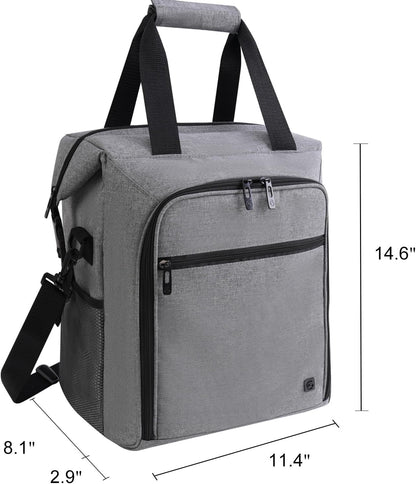 ALLCAMP 6 Bottle Wine Gift Bag - Insulated Tote Cooler, Adjustable Strap, Includes 6 Wine Glasses, Napkins & Corkscrew, Portable Travel Gifting(Gray)