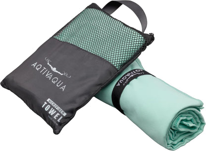 AqtivAqua Quick Dry Towel - Lightweight Microfiber Travel Towel w/Bag - Fast Drying Towel Set for Camping, Beach, Pool, Gym, Backpacking, Sports, Yoga & Swim Use, Hiking (Mint, M:24"x40")