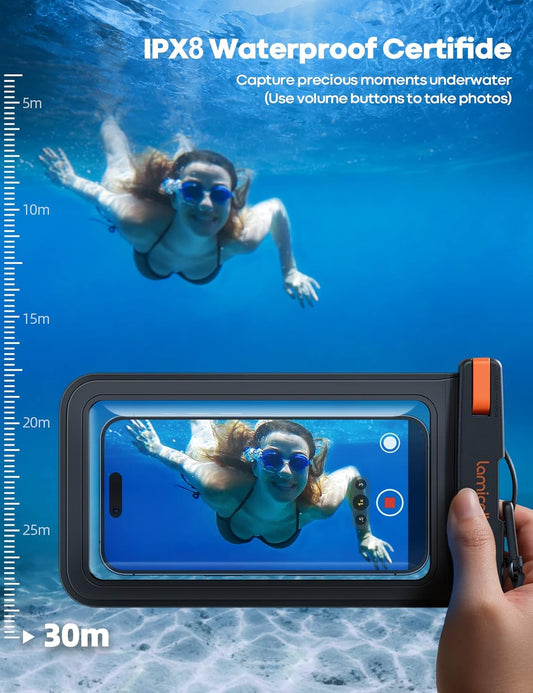 Lamicall Large Size Waterproof Phone Pouch Case - [ Big Case Friendly ] for Galaxy S25 Ultra, S22 23 S24 Ultra with Case, for iPhone 16 15 14 13 12 Pro Max, Plus Mini, for 7.5" Devices, 2 Pcs