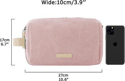 BAGSMART Toiletry Bag for Women, Cosmetic Makeup Bag Organizer, Travel Bag for Toiletries, Dopp Kit Water-resistant Shaving Bag for Accessories, Pink-Medium