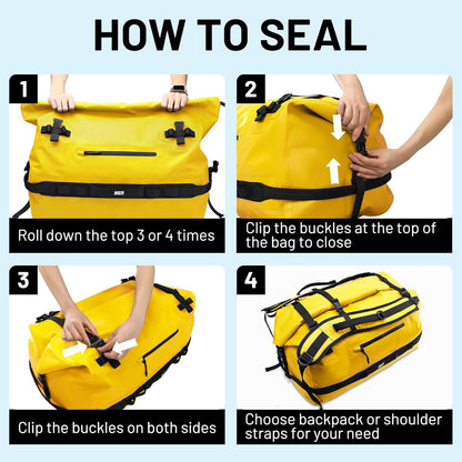 MIER Large Waterproof Duffel Bag Rolltop Dry Backpack Duffle Bags for Kayaking, Rafting, Boating, Swimming, Camping, Travel, Gym, Beach, 60L/80L