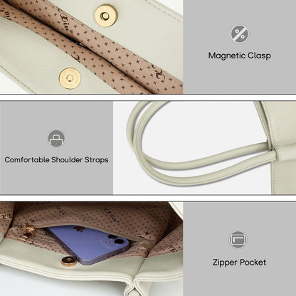 KKXIU Tote Bag for Women Vegan Leather Shoulder Purse Large Capacity Travel Bag