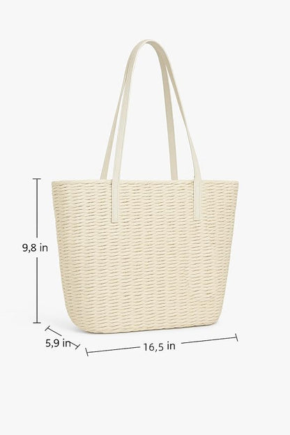 YXILEE Straw Bags For Women | M Size Travel Straw Totes Bag Woven Summer - Image 4