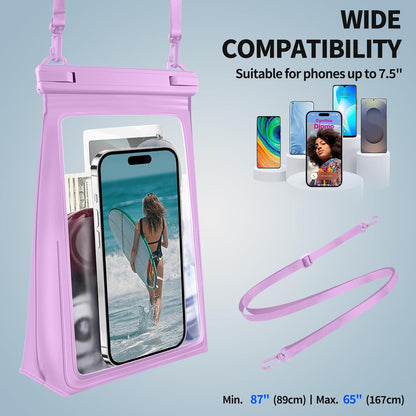 Large Floating Waterproof Phone Pouch, Cell Phone Dry Bag for iPhone 16 15 14 13 Pro Max Galaxy Google All Phones, IPX8 Waterproof Bag for Beach Vacation Purple