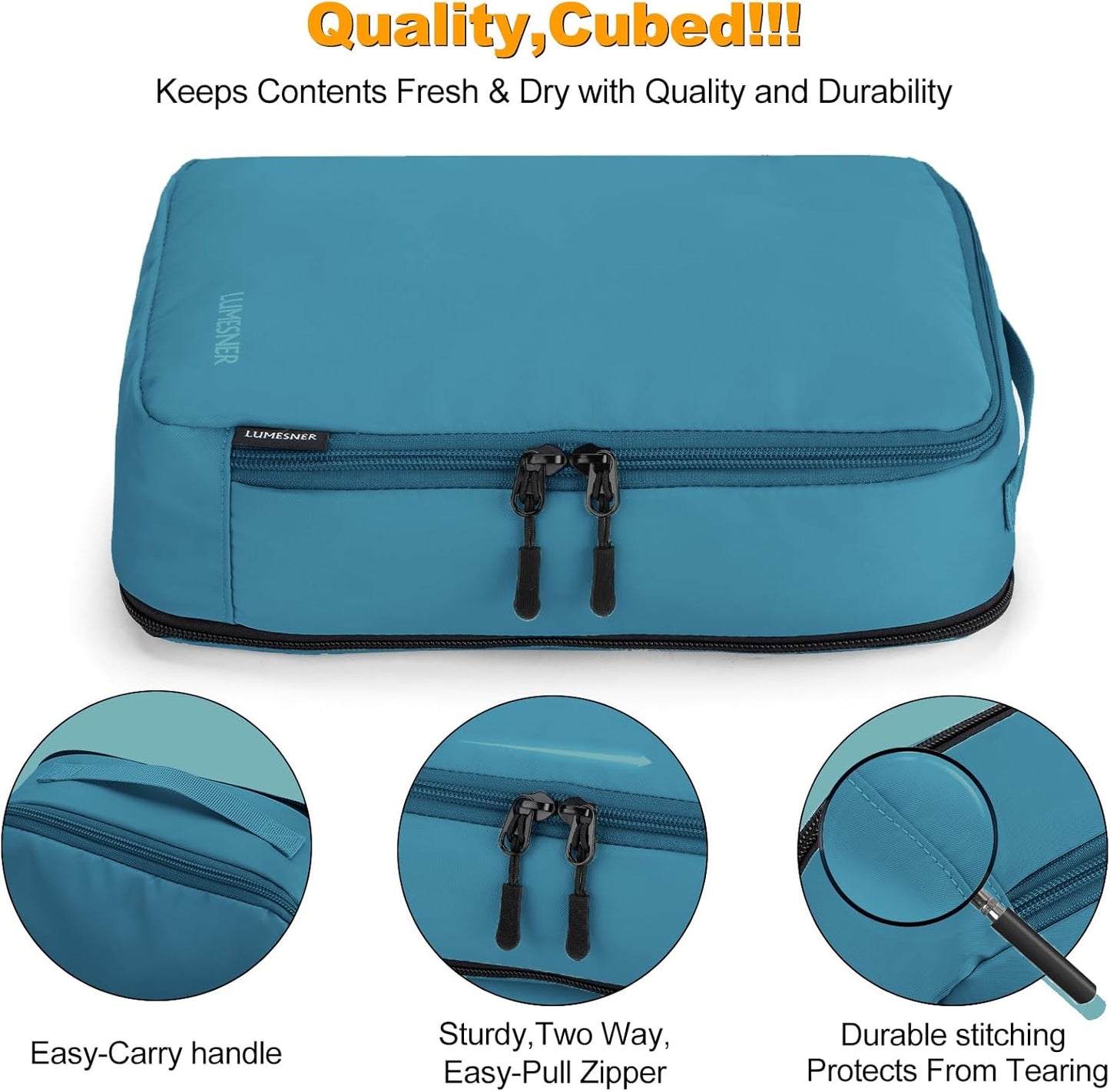 8 Set Compression Packing Cubes for Travel, Waterproof Luggage Organizers, Suitcase Organizer Set for Carry-On & Checked Baggage, Travel Accessories for Men & Women