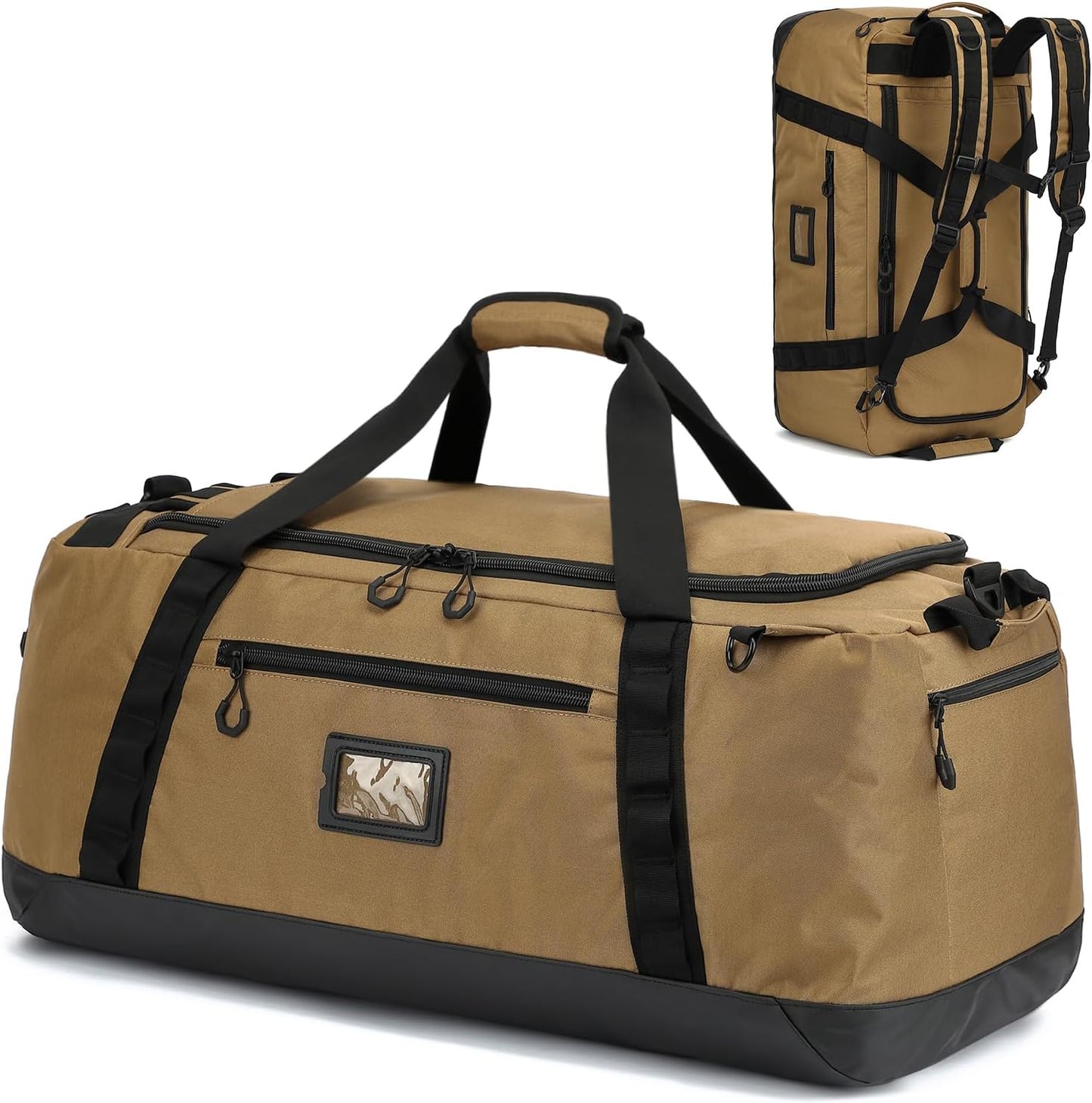 TUGUAN Extra Large Travel Duffle Bag Backpack for Men with Adjustable Dividers 120L Big Weekend Overnight Bag with ID Pocket Shoulder Strap Heavy Duty Sports Duffel Bags for Camping Gym, Brown