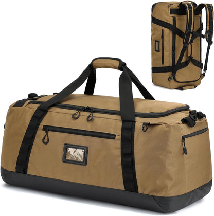 TUGUAN Extra Large Travel Duffle Bag Backpack for Men with Adjustable Dividers 120L Big Weekend Overnight Bag with ID Pocket Shoulder Strap Heavy Duty Sports Duffel Bags for Camping Gym, Brown