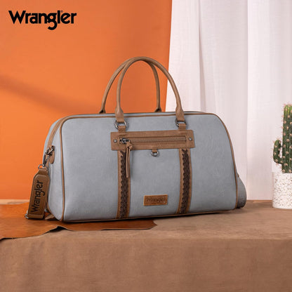 Wrangler Travel Duffel Bag Large Weekender Bag for Women Designer Carry on Overnight Bag for Trips Leather Luggage Bag Jean WG185-5110JN