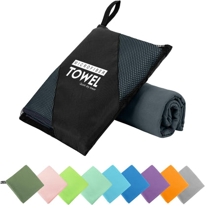 Microfiber Travel Towel, Soft Lightweight Quick Dry Towel, Super Absorbent Compact Travel & Sports & Beach Towels for Camping, Backpack, Gym, Swimming, Yoga, Hiking (S:16"×32" -Dark Gray)