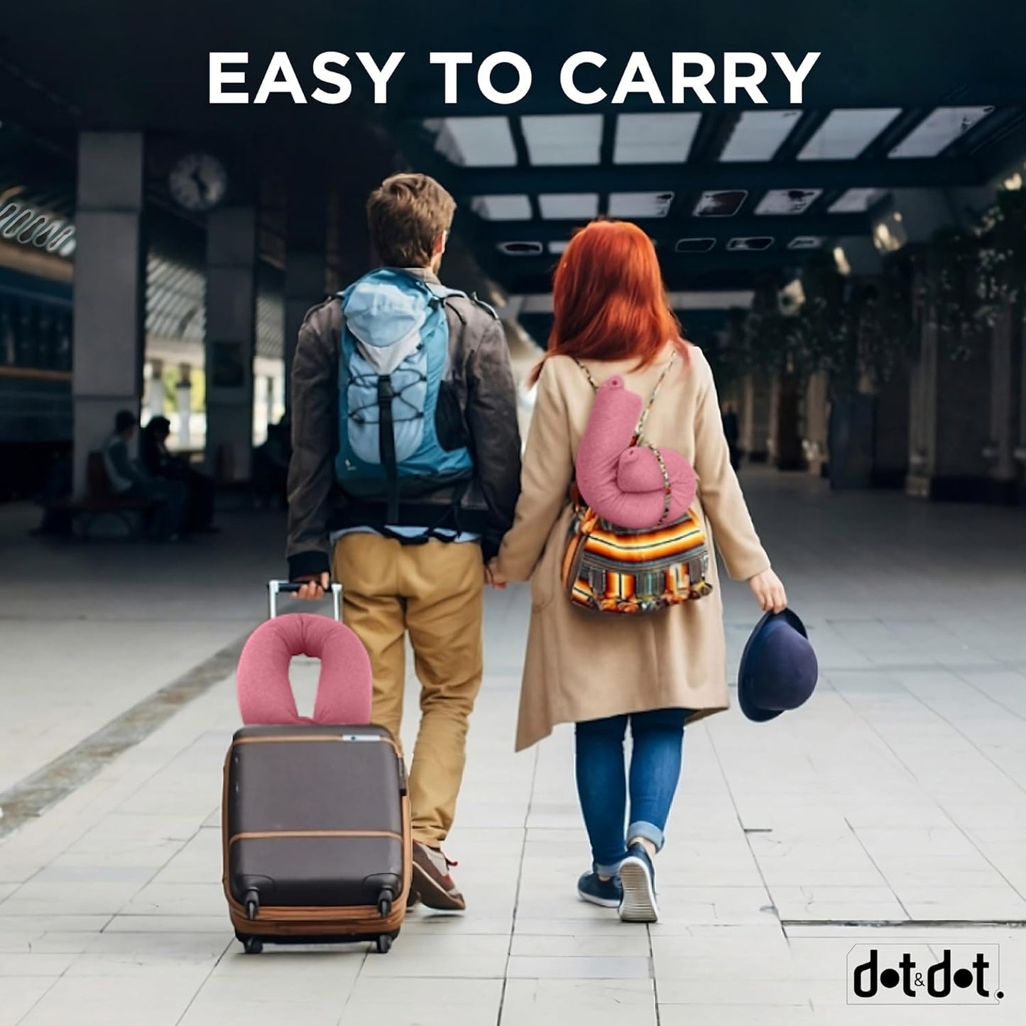 Dot&Dot Twist Memory Foam Travel Pillow for Airplanes - Travel Neck Pillow for Sleeping - Airplane Pillow for Neck Support, Chin, Lumbar and Leg - Bendable Neck Roll Pillow Travel Essentials