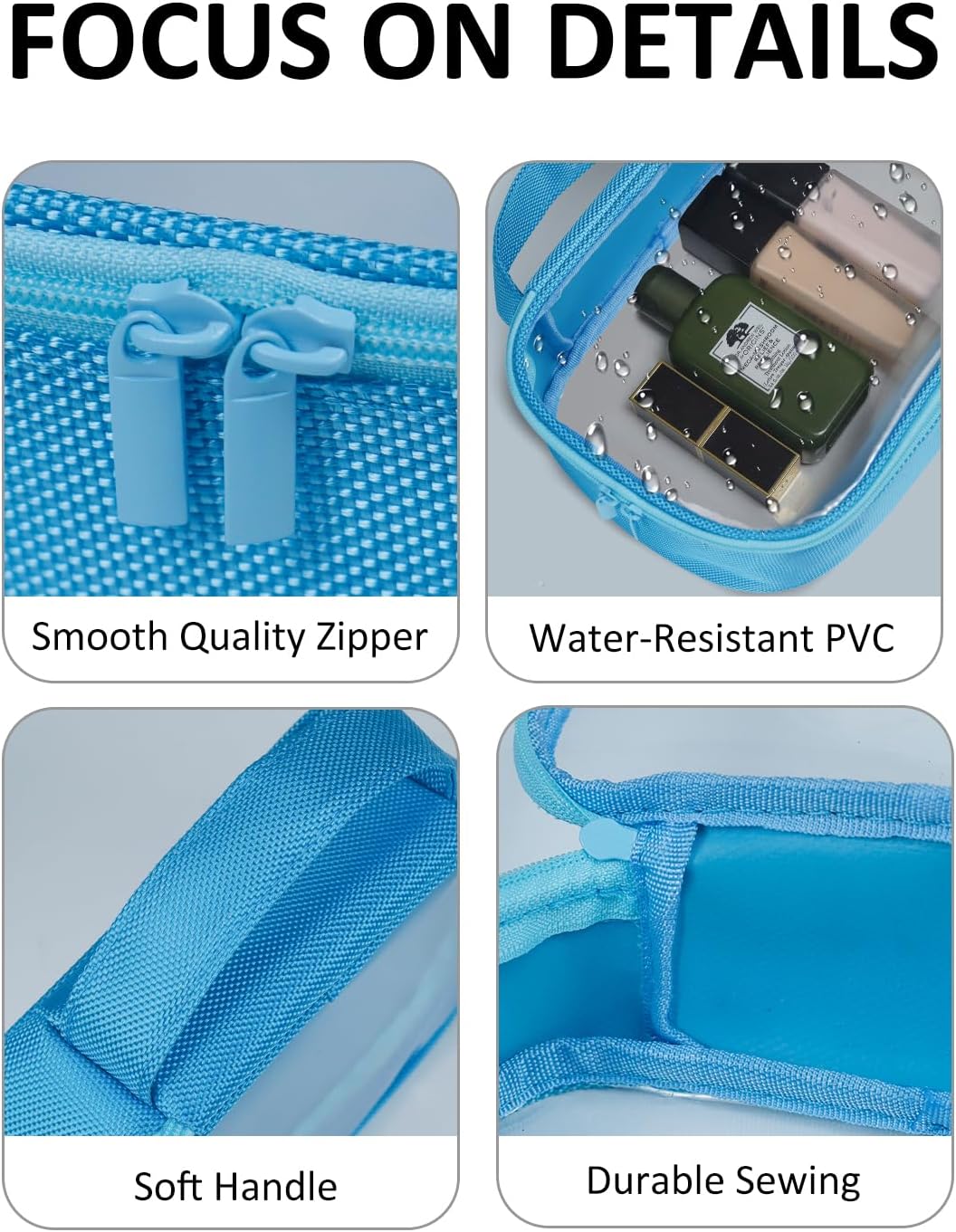 Moyad TSA Approved Clear Toiletry Bag, 1 Pack Quart Size 3-1-1 Liquids Pouch for Travel, Transparent Makeup & Cosmetic Organizer for Women Men, Blue