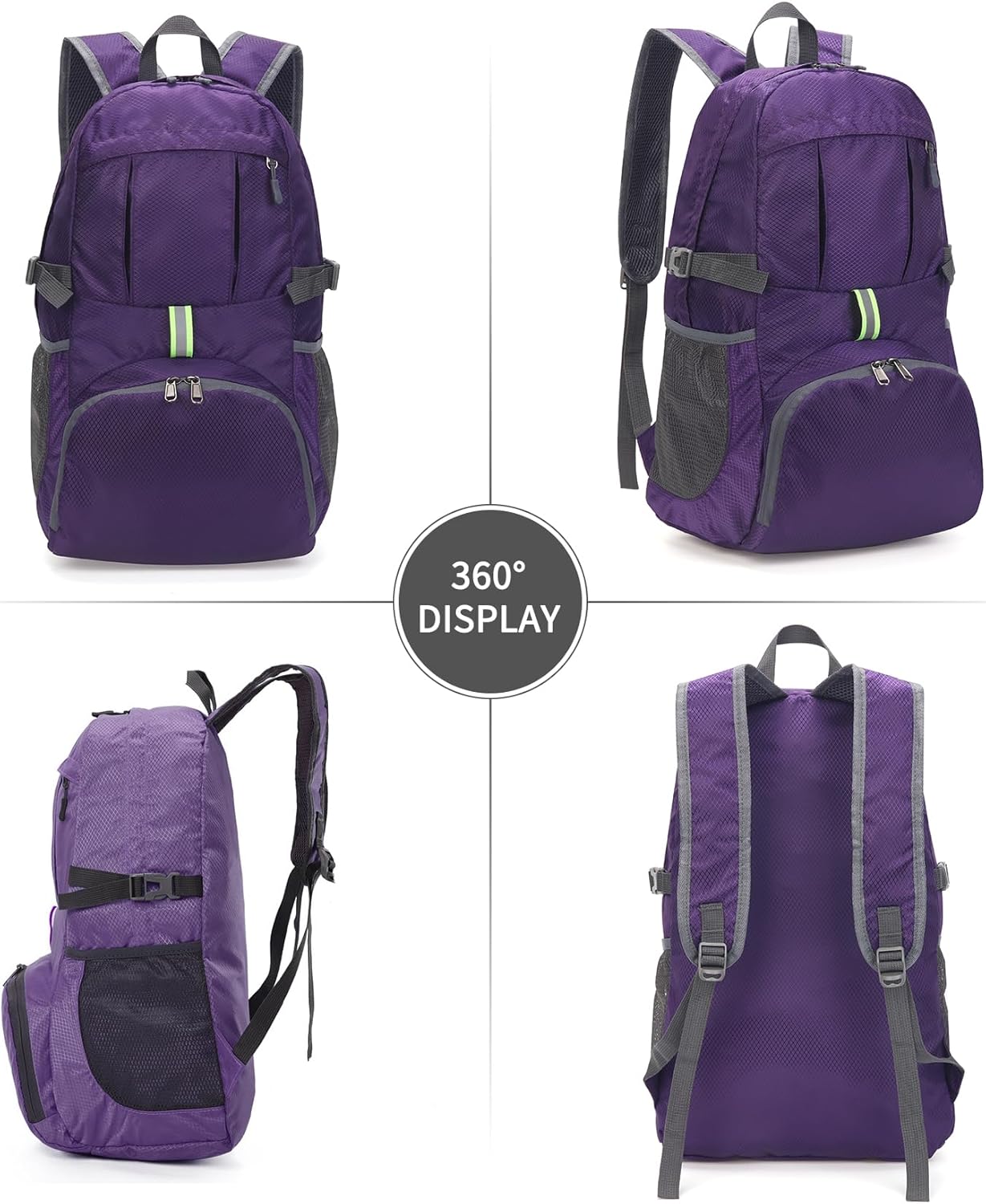 Yaopeing Lightweight Backpack,25L Foldable Hiking Packable,Water Resistant Travel Outdoor Shoulder Bag for Woman Men,Purple