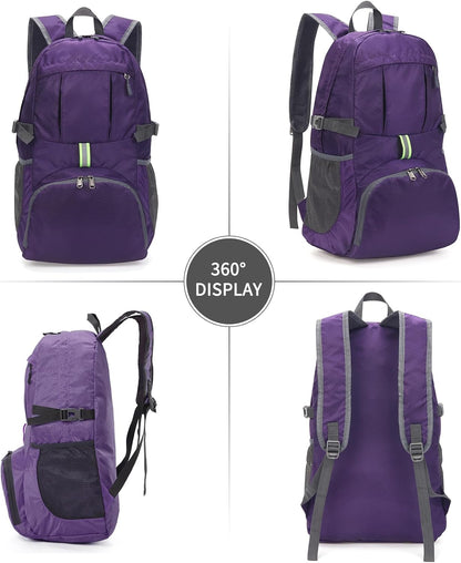 Yaopeing Lightweight Backpack,25L Foldable Hiking Packable,Water Resistant Travel Outdoor Shoulder Bag for Woman Men,Purple