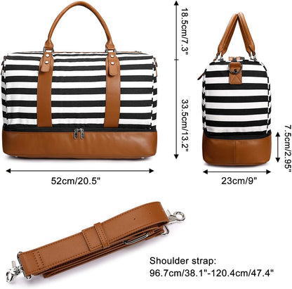 Newshows Women Weekender Bag Canvas Travel Duffel Bag Overnight Carry On Tote with Luggage Sleeve