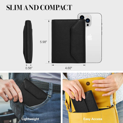 Leather Passport Holder for Travel,Passport Book Holder，Rfid Blocking Travel Wallet Protect Your Card Security, Travel Document Organizer for Men Women,Airport Essentials Gift (Black)