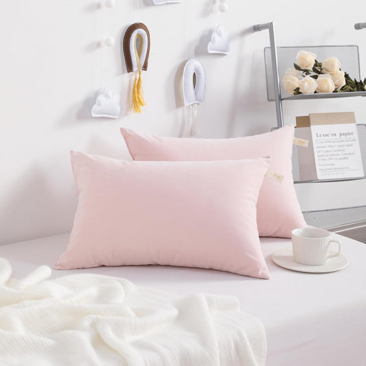 NTBAY Toddler Pillows, Down Alternative 13"x18" Pillows, Machine Washable - Soft and Breathable Travel Small Pillows for Sleeping, Ideal for Daycare, Crib, Cot, Pink