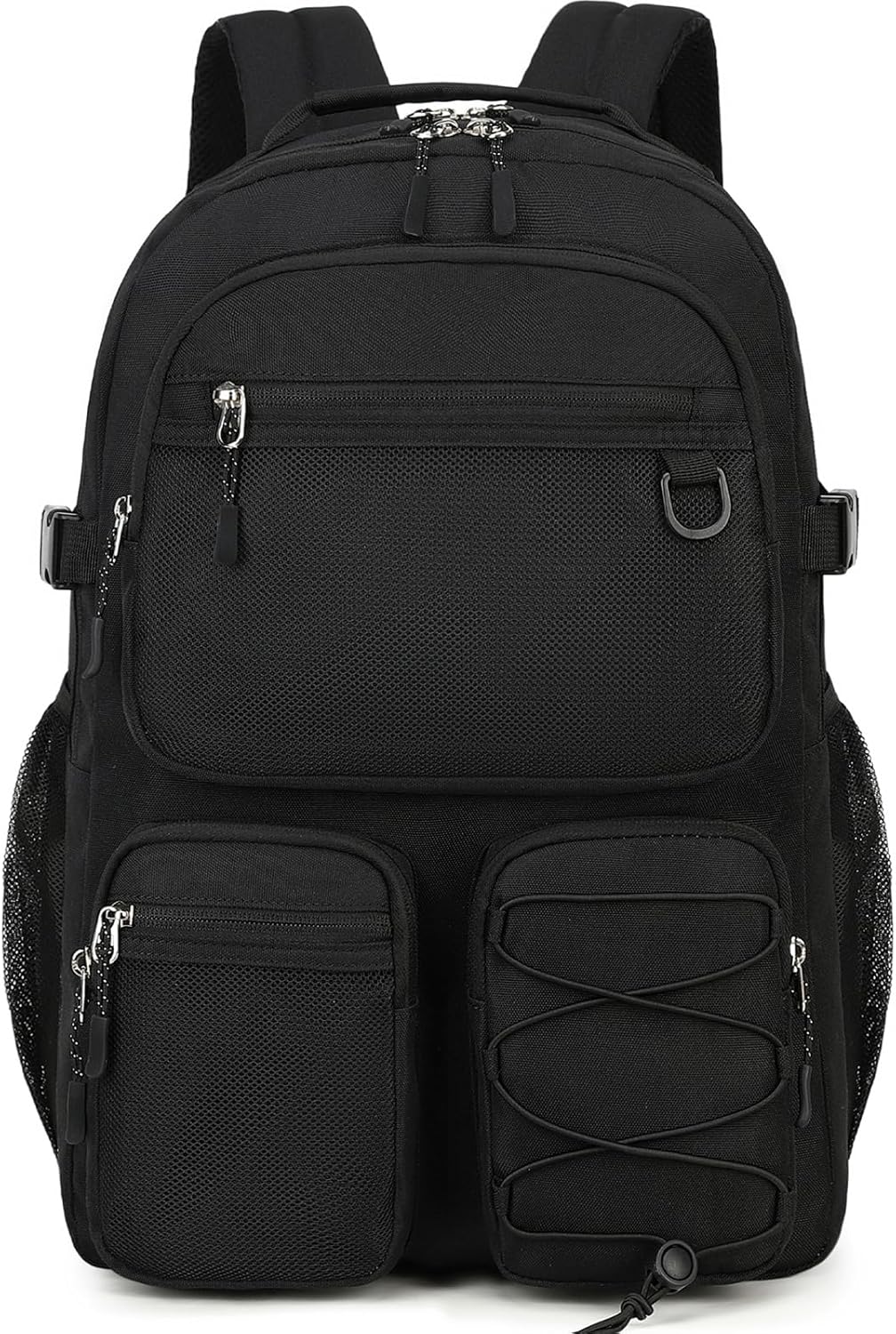 Lohol Water Resistant Daypack with Mulitiple Pockets for School Travel Outdoor College, 15.6 inch Laptop Backpack for Men and Women (Black)